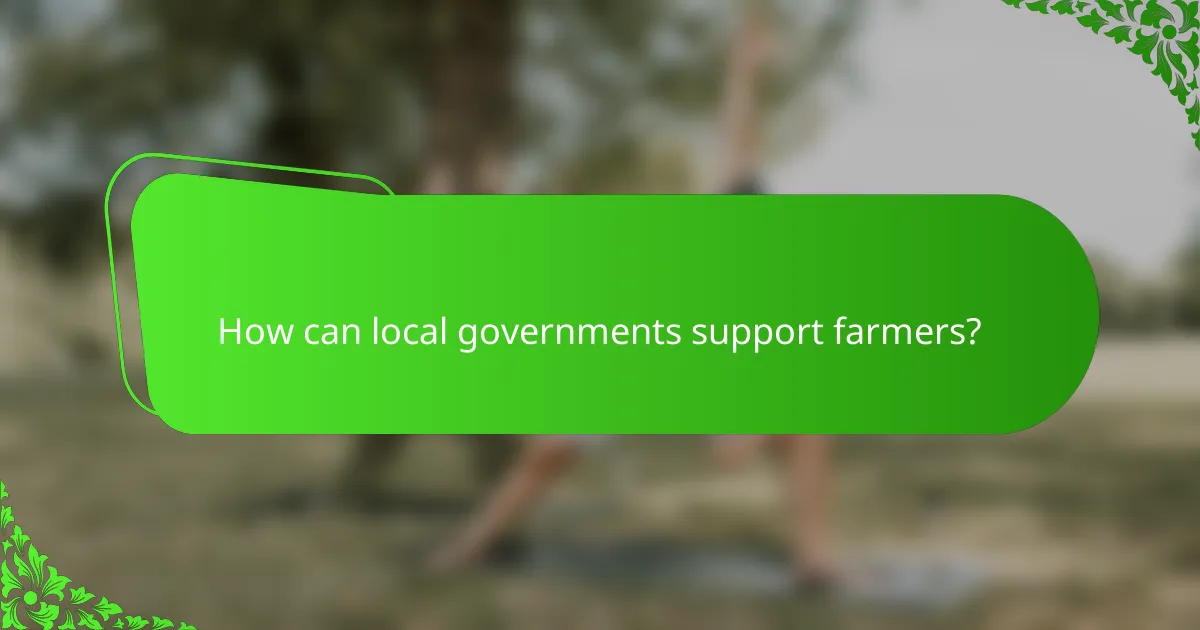 How can local governments support farmers?