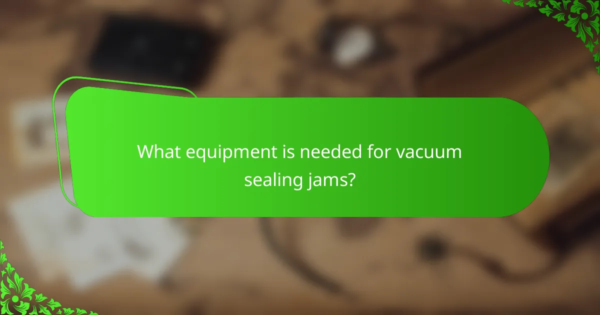 What equipment is needed for vacuum sealing jams?
